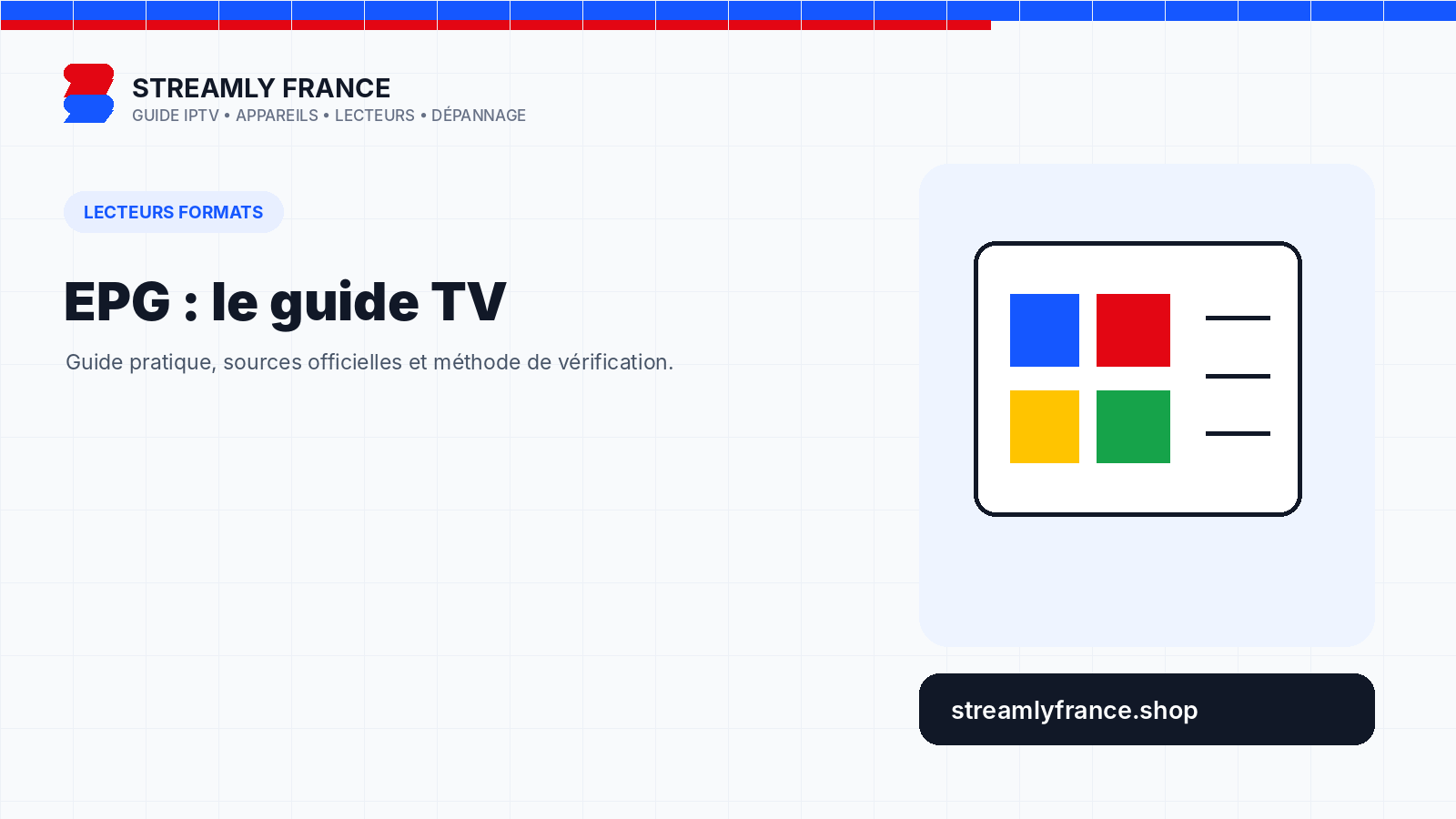 EPG IPTV : guide TV, identifiants de chaînes et décalage horaire